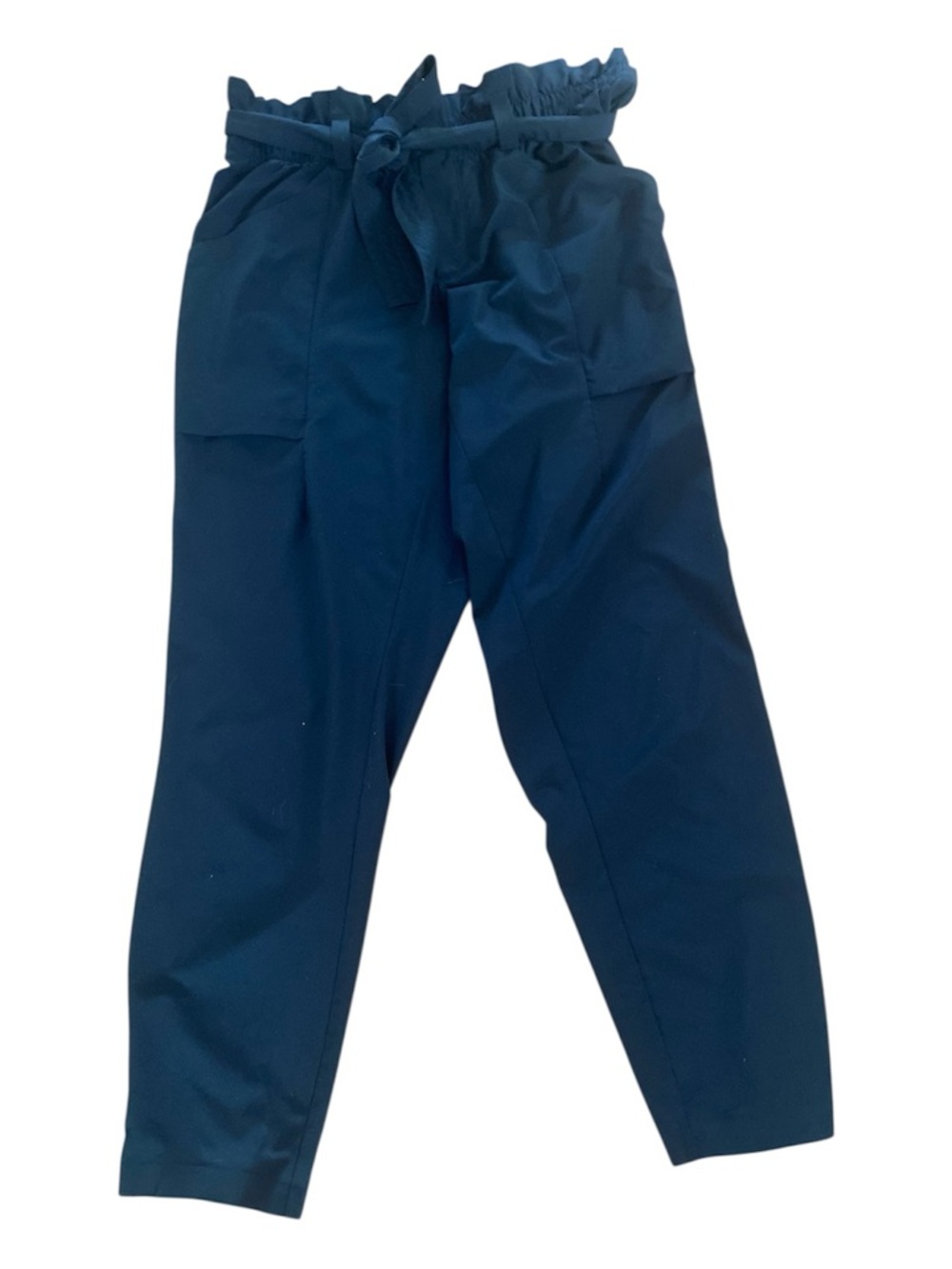 Athleta Black Paperbag Waist Tapered Ankle Pants Tie Belt Size 6